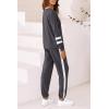 imagePRETTYGARDEN Womens Spring Fall 2 Piece Lounge Outfit Long Sleeve Crewneck Pullover Tops High Waisted Pants Set TracksuitStriped Dark Grey