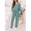 imagePRETTYGARDEN Womens Spring Fall 2 Piece Lounge Outfit Long Sleeve Crewneck Pullover Tops High Waisted Pants Set TracksuitStriped Fruit Green