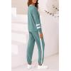 imagePRETTYGARDEN Womens Spring Fall 2 Piece Lounge Outfit Long Sleeve Crewneck Pullover Tops High Waisted Pants Set TracksuitStriped Fruit Green