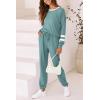imagePRETTYGARDEN Womens Spring Fall 2 Piece Lounge Outfit Long Sleeve Crewneck Pullover Tops High Waisted Pants Set TracksuitStriped Fruit Green