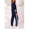 imagePRETTYGARDEN Womens Spring Fall 2 Piece Lounge Outfit Long Sleeve Crewneck Pullover Tops High Waisted Pants Set TracksuitStriped Navy