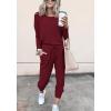 imagePRETTYGARDEN Womens Spring Fall 2 Piece Lounge Outfit Long Sleeve Crewneck Pullover Tops High Waisted Pants Set TracksuitWine Red
