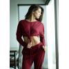 imagePRETTYGARDEN Womens Spring Fall 2 Piece Lounge Outfit Long Sleeve Crewneck Pullover Tops High Waisted Pants Set TracksuitWine Red
