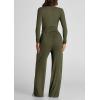 imagePRETTYGARDEN Womens Spring Fall Two Piece Outfits Tracksuits Long Sleeve Crop Tee Shirts Wide Leg Pants Matching Lounge SetsArmy Green
