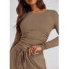 imagePRETTYGARDEN Womens Spring Fall Two Piece Outfits Tracksuits Long Sleeve Crop Tee Shirts Wide Leg Pants Matching Lounge SetsCamel