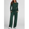 imagePRETTYGARDEN Womens Spring Fall Two Piece Outfits Tracksuits Long Sleeve Crop Tee Shirts Wide Leg Pants Matching Lounge SetsDark Green