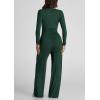 imagePRETTYGARDEN Womens Spring Fall Two Piece Outfits Tracksuits Long Sleeve Crop Tee Shirts Wide Leg Pants Matching Lounge SetsDark Green