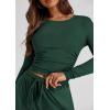 imagePRETTYGARDEN Womens Spring Fall Two Piece Outfits Tracksuits Long Sleeve Crop Tee Shirts Wide Leg Pants Matching Lounge SetsDark Green