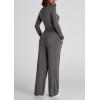 imagePRETTYGARDEN Womens Spring Fall Two Piece Outfits Tracksuits Long Sleeve Crop Tee Shirts Wide Leg Pants Matching Lounge SetsDark Grey