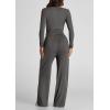 imagePRETTYGARDEN Womens Spring Fall Two Piece Outfits Tracksuits Long Sleeve Crop Tee Shirts Wide Leg Pants Matching Lounge SetsDark Grey