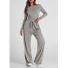 imagePRETTYGARDEN Womens Spring Fall Two Piece Outfits Tracksuits Long Sleeve Crop Tee Shirts Wide Leg Pants Matching Lounge SetsGrey