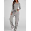 imagePRETTYGARDEN Womens Spring Fall Two Piece Outfits Tracksuits Long Sleeve Crop Tee Shirts Wide Leg Pants Matching Lounge SetsGrey