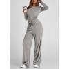 imagePRETTYGARDEN Womens Spring Fall Two Piece Outfits Tracksuits Long Sleeve Crop Tee Shirts Wide Leg Pants Matching Lounge SetsGrey