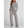 imagePRETTYGARDEN Womens Spring Fall Two Piece Outfits Tracksuits Long Sleeve Crop Tee Shirts Wide Leg Pants Matching Lounge SetsGrey