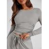 imagePRETTYGARDEN Womens Spring Fall Two Piece Outfits Tracksuits Long Sleeve Crop Tee Shirts Wide Leg Pants Matching Lounge SetsGrey