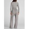 imagePRETTYGARDEN Womens Spring Fall Two Piece Outfits Tracksuits Long Sleeve Crop Tee Shirts Wide Leg Pants Matching Lounge SetsGrey