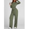 imagePRETTYGARDEN Womens Spring Fall Two Piece Outfits Tracksuits Long Sleeve Crop Tee Shirts Wide Leg Pants Matching Lounge SetsLight Army Green