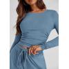 imagePRETTYGARDEN Womens Spring Fall Two Piece Outfits Tracksuits Long Sleeve Crop Tee Shirts Wide Leg Pants Matching Lounge SetsMist Blue