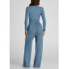 imagePRETTYGARDEN Womens Spring Fall Two Piece Outfits Tracksuits Long Sleeve Crop Tee Shirts Wide Leg Pants Matching Lounge SetsMist Blue