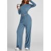 imagePRETTYGARDEN Womens Spring Fall Two Piece Outfits Tracksuits Long Sleeve Crop Tee Shirts Wide Leg Pants Matching Lounge SetsMist Blue