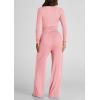 imagePRETTYGARDEN Womens Spring Fall Two Piece Outfits Tracksuits Long Sleeve Crop Tee Shirts Wide Leg Pants Matching Lounge SetsPink
