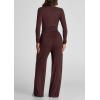 imagePRETTYGARDEN Womens Spring Fall Two Piece Outfits Tracksuits Long Sleeve Crop Tee Shirts Wide Leg Pants Matching Lounge SetsRed Brown