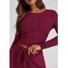 imagePRETTYGARDEN Womens Spring Fall Two Piece Outfits Tracksuits Long Sleeve Crop Tee Shirts Wide Leg Pants Matching Lounge SetsWine Red