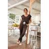 imagePRETTYGARDEN Womens Two Piece Tracksuit Casual Summer V Neck Short Sleeve Tops Drawstring Jogger Pants Lounge Outfit SetsBrown