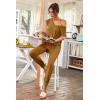 imagePRETTYGARDEN Womens Two Piece Tracksuit Casual Summer V Neck Short Sleeve Tops Drawstring Jogger Pants Lounge Outfit SetsBrown Yellow