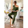 imagePRETTYGARDEN Womens Two Piece Tracksuit Casual Summer V Neck Short Sleeve Tops Drawstring Jogger Pants Lounge Outfit SetsDark Army Green