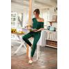 imagePRETTYGARDEN Womens Two Piece Tracksuit Casual Summer V Neck Short Sleeve Tops Drawstring Jogger Pants Lounge Outfit SetsDark Green