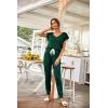imagePRETTYGARDEN Womens Two Piece Tracksuit Casual Summer V Neck Short Sleeve Tops Drawstring Jogger Pants Lounge Outfit SetsDark Green
