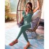 imagePRETTYGARDEN Womens Two Piece Tracksuit Casual Summer V Neck Short Sleeve Tops Drawstring Jogger Pants Lounge Outfit SetsGrey Green
