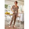 imagePRETTYGARDEN Womens Two Piece Tracksuit Casual Summer V Neck Short Sleeve Tops Drawstring Jogger Pants Lounge Outfit SetsKhaki