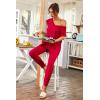imagePRETTYGARDEN Womens Two Piece Tracksuit Casual Summer V Neck Short Sleeve Tops Drawstring Jogger Pants Lounge Outfit SetsRed
