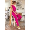 imagePRETTYGARDEN Womens Two Piece Tracksuit Casual Summer V Neck Short Sleeve Tops Drawstring Jogger Pants Lounge Outfit SetsRose Red