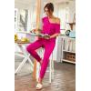 imagePRETTYGARDEN Womens Two Piece Tracksuit Casual Summer V Neck Short Sleeve Tops Drawstring Jogger Pants Lounge Outfit SetsRose Red