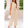 imagePRETTYGARDEN 2 Piece Sets for Women Summer Casual 2025 Spring Sleeveless Tank Ribbed Travel Vacation Lounge Wear OutfitsApricot