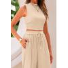 imagePRETTYGARDEN 2 Piece Sets for Women Summer Casual 2025 Spring Sleeveless Tank Ribbed Travel Vacation Lounge Wear OutfitsApricot