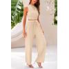 imagePRETTYGARDEN 2 Piece Sets for Women Summer Casual 2025 Spring Sleeveless Tank Ribbed Travel Vacation Lounge Wear OutfitsApricot