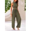 imagePRETTYGARDEN 2 Piece Sets for Women Summer Casual 2025 Spring Sleeveless Tank Ribbed Travel Vacation Lounge Wear OutfitsArmy Green