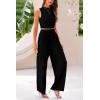 imagePRETTYGARDEN 2 Piece Sets for Women Summer Casual 2025 Spring Sleeveless Tank Ribbed Travel Vacation Lounge Wear OutfitsBlack