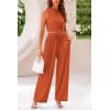 imagePRETTYGARDEN 2 Piece Sets for Women Summer Casual 2025 Spring Sleeveless Tank Ribbed Travel Vacation Lounge Wear OutfitsBrick Red
