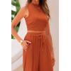 imagePRETTYGARDEN 2 Piece Sets for Women Summer Casual 2025 Spring Sleeveless Tank Ribbed Travel Vacation Lounge Wear OutfitsBrick Red
