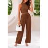 imagePRETTYGARDEN 2 Piece Sets for Women Summer Casual 2025 Spring Sleeveless Tank Ribbed Travel Vacation Lounge Wear OutfitsBrown