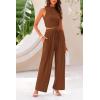 imagePRETTYGARDEN 2 Piece Sets for Women Summer Casual 2025 Spring Sleeveless Tank Ribbed Travel Vacation Lounge Wear OutfitsBrown