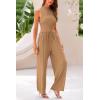 imagePRETTYGARDEN 2 Piece Sets for Women Summer Casual 2025 Spring Sleeveless Tank Ribbed Travel Vacation Lounge Wear OutfitsCamel
