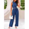 imagePRETTYGARDEN 2 Piece Sets for Women Summer Casual 2025 Spring Sleeveless Tank Ribbed Travel Vacation Lounge Wear OutfitsDark Blue