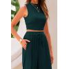imagePRETTYGARDEN 2 Piece Sets for Women Summer Casual 2025 Spring Sleeveless Tank Ribbed Travel Vacation Lounge Wear OutfitsDark Green