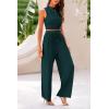 imagePRETTYGARDEN 2 Piece Sets for Women Summer Casual 2025 Spring Sleeveless Tank Ribbed Travel Vacation Lounge Wear OutfitsDark Green